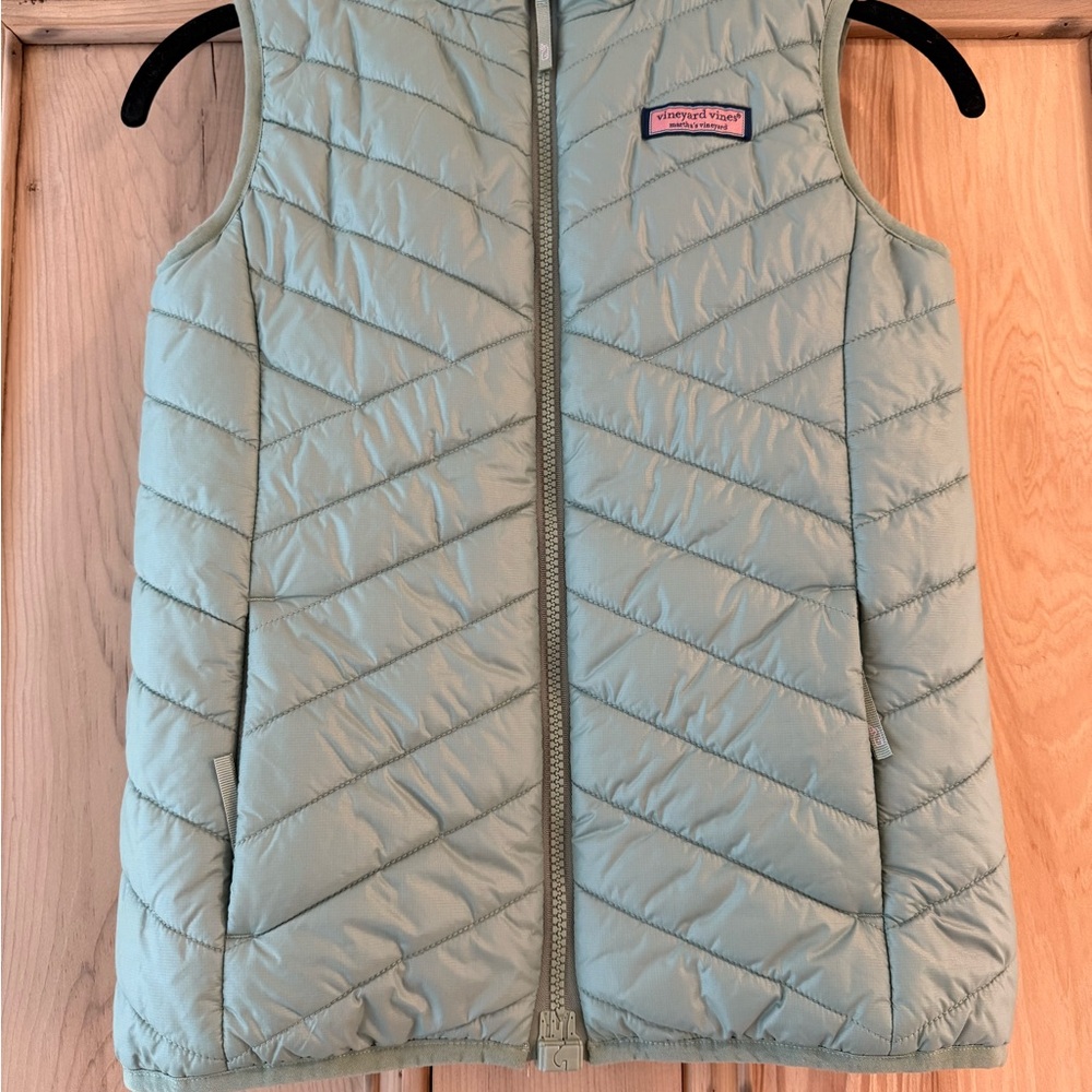 Vineyard Vines Kids Quilted Vest in Olive Green
